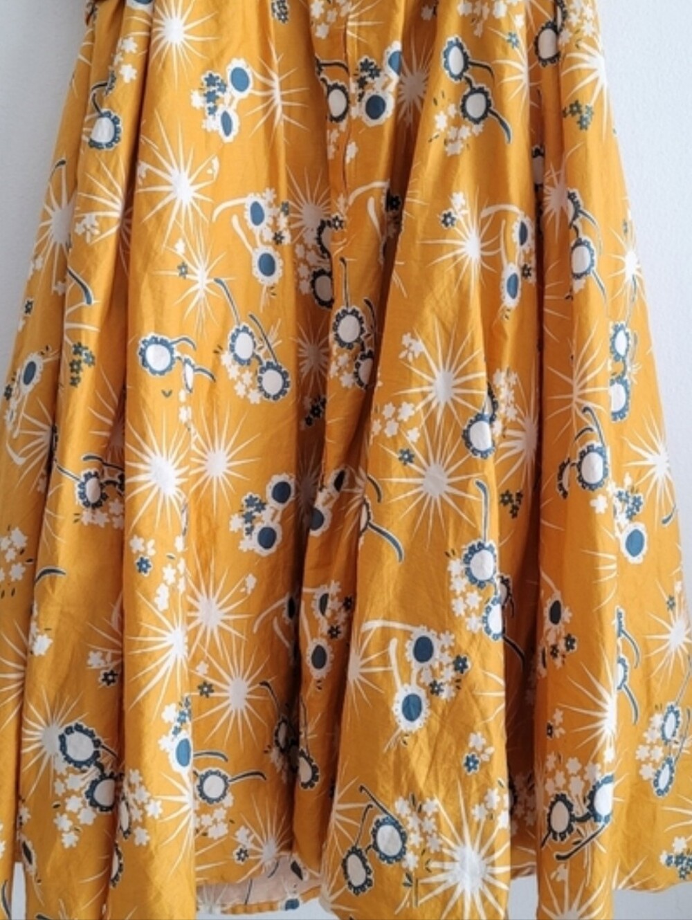 Modcloth Yellow Instant Energy Floral Sunglasses Faux Wrap Summer Dress - Picture 8 of 10